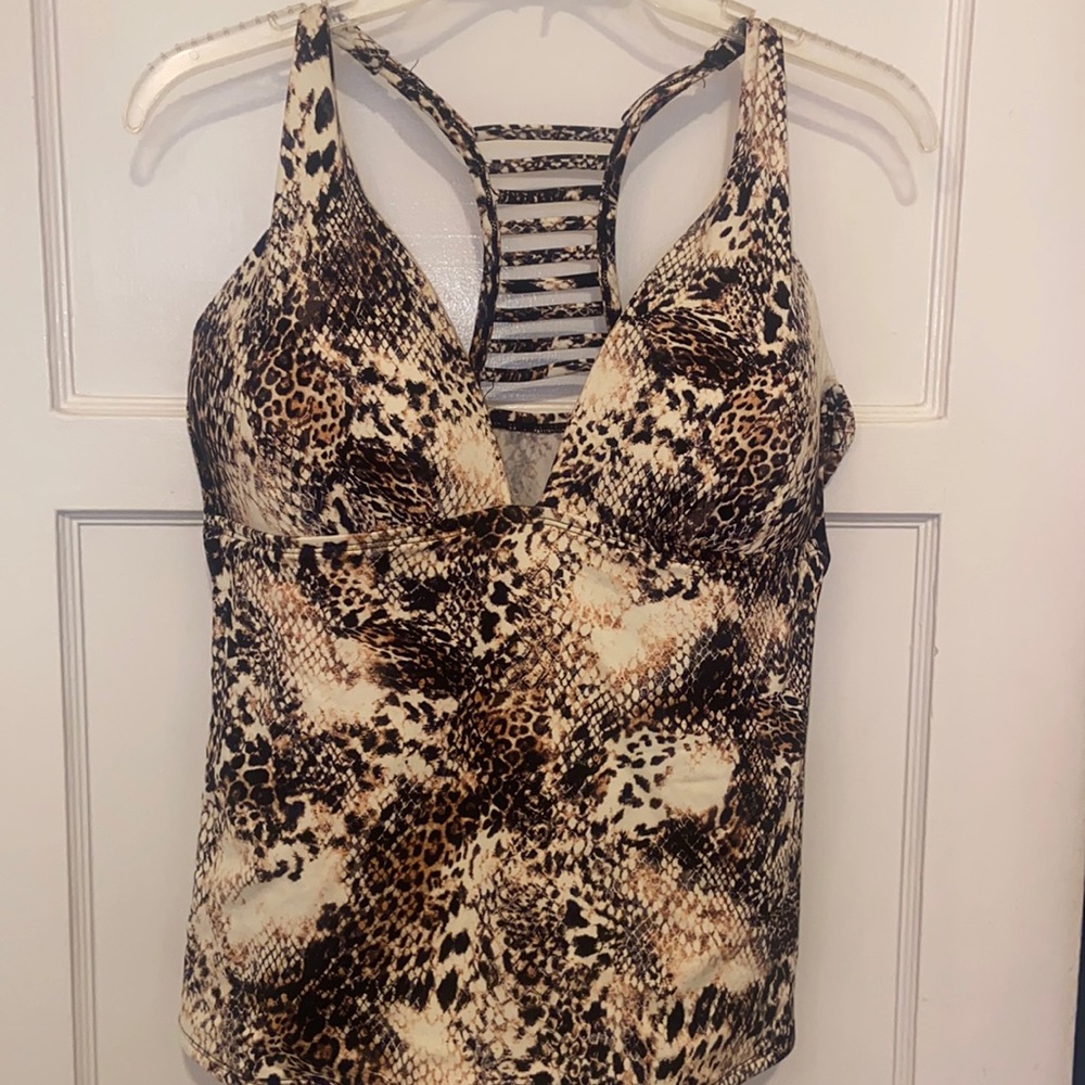 LIZ CLAIBORNE SNAKE PRINT TANKINI SWIM TOP SZ 14 NEW Snakeskin - Picture 4 of 13